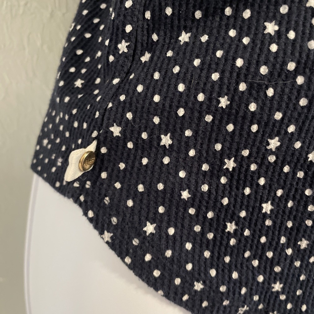 Abercrombie Fitch A&F Navy Henley Ribbed Tank Top Star Print Contrast Snaps‎ S - Picture 4 of 5